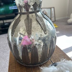Pottery Barn Silver and Gray Decorative Vase